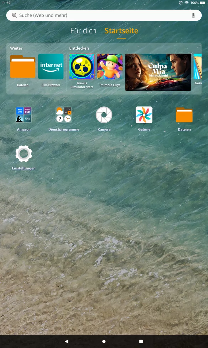 Startbildschirm anpassen – Fire OS 8: Schritt 1 – App auf Startbildschirm halten