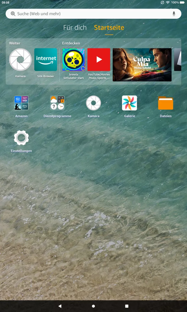 Fire-Tablet: Profil wechseln – Fire OS 8: Schritt 1 – Schnelleinstellungen öffnen