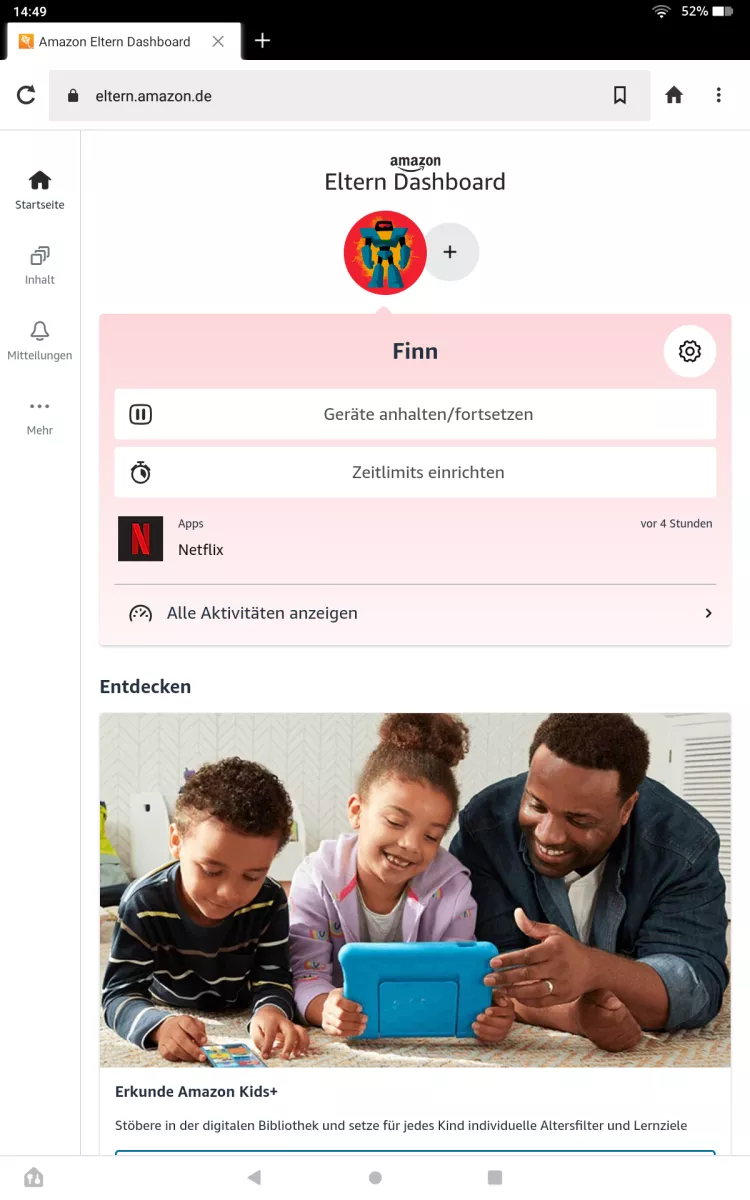 Amazon Kids+ kündigen – Tablet: Schritt 1