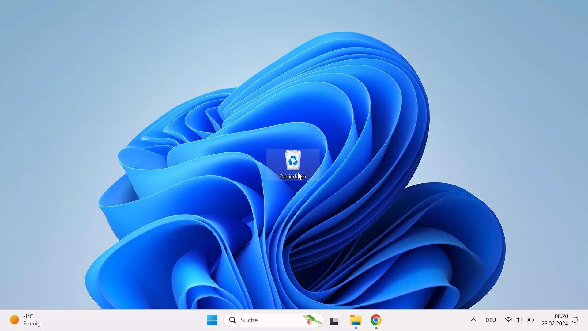 Desktop: Papierkorb leeren – Windows 11: Schritt 1 – Rechtsklick auf Papierkorb