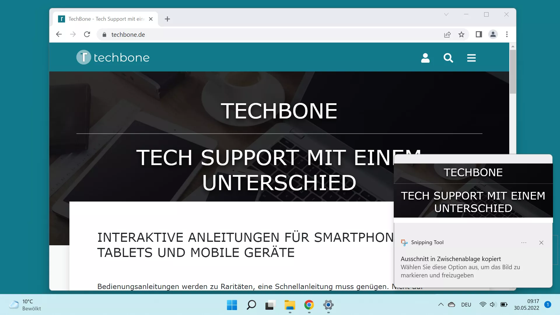 Screenshot mit dem Snipping Tool zuschneiden – Windows 11: Schritt 1