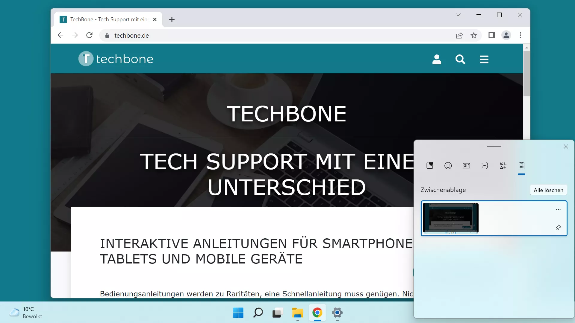 Screenshot per Tastenkombination in der Zwischenablage speichern – Windows 11: Schritt 1