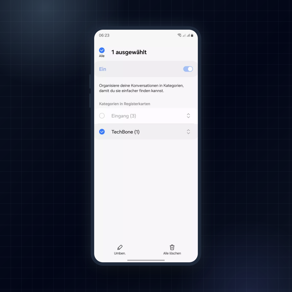 Samsung: Konversationskategorien in der Nachrichten-App löschen